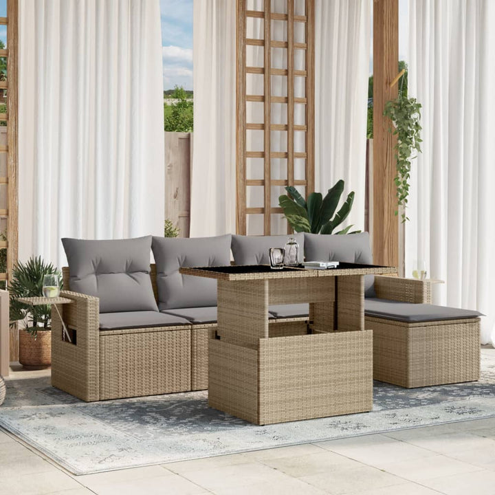 Set Mobilier De Grădină Cu Perne, 6 Piese, , Poliratan