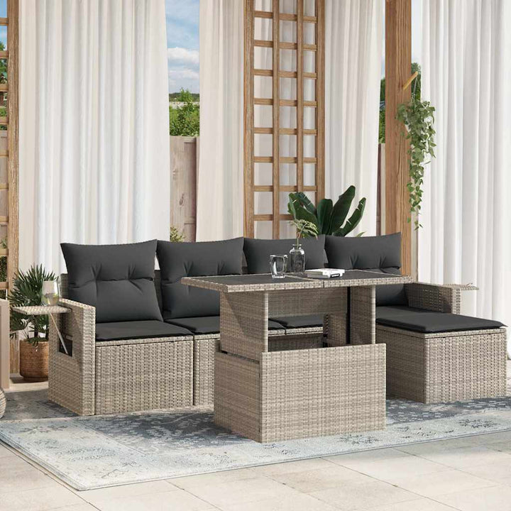 Set Mobilier De Grădină Cu Perne, 6 Piese, , Poliratan