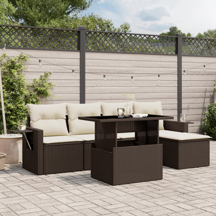 Set Mobilier De Grădină Cu Perne, 6 Piese, , Poliratan