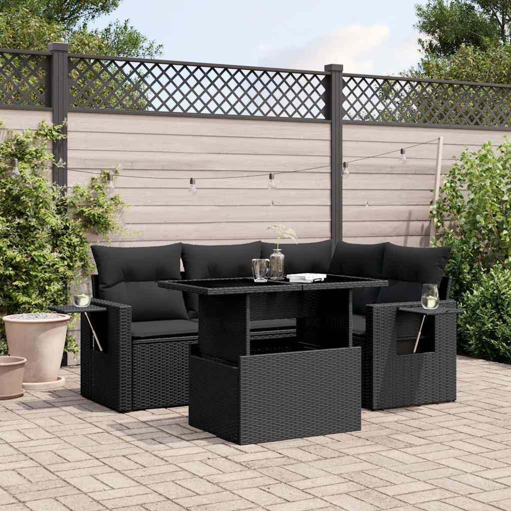 Set Canapele De Grădină Cu Perne, 5 Piese, Bej, Poliratan