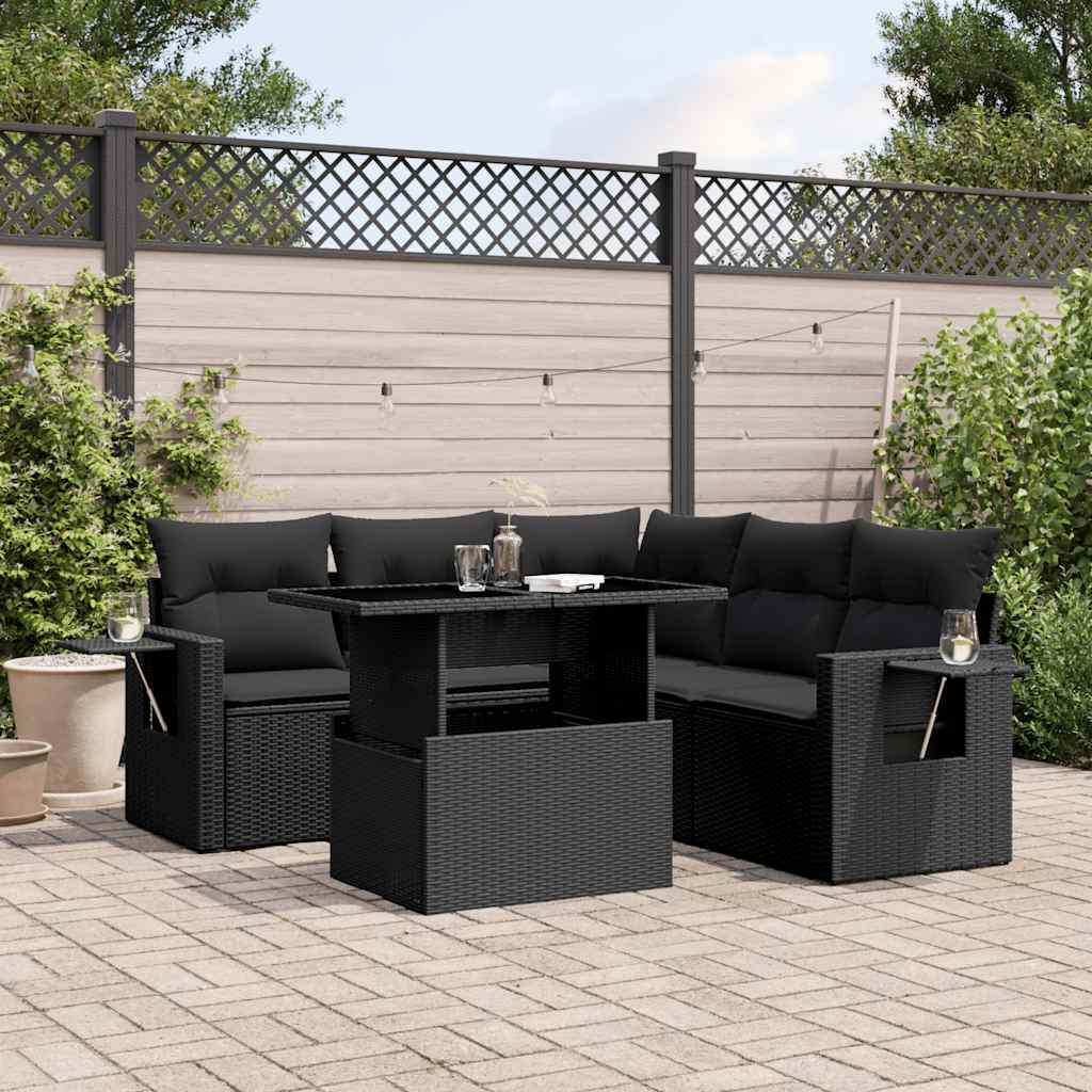 Set Mobilier Grădină Cu Perne, 6 Piese, , Poliratan