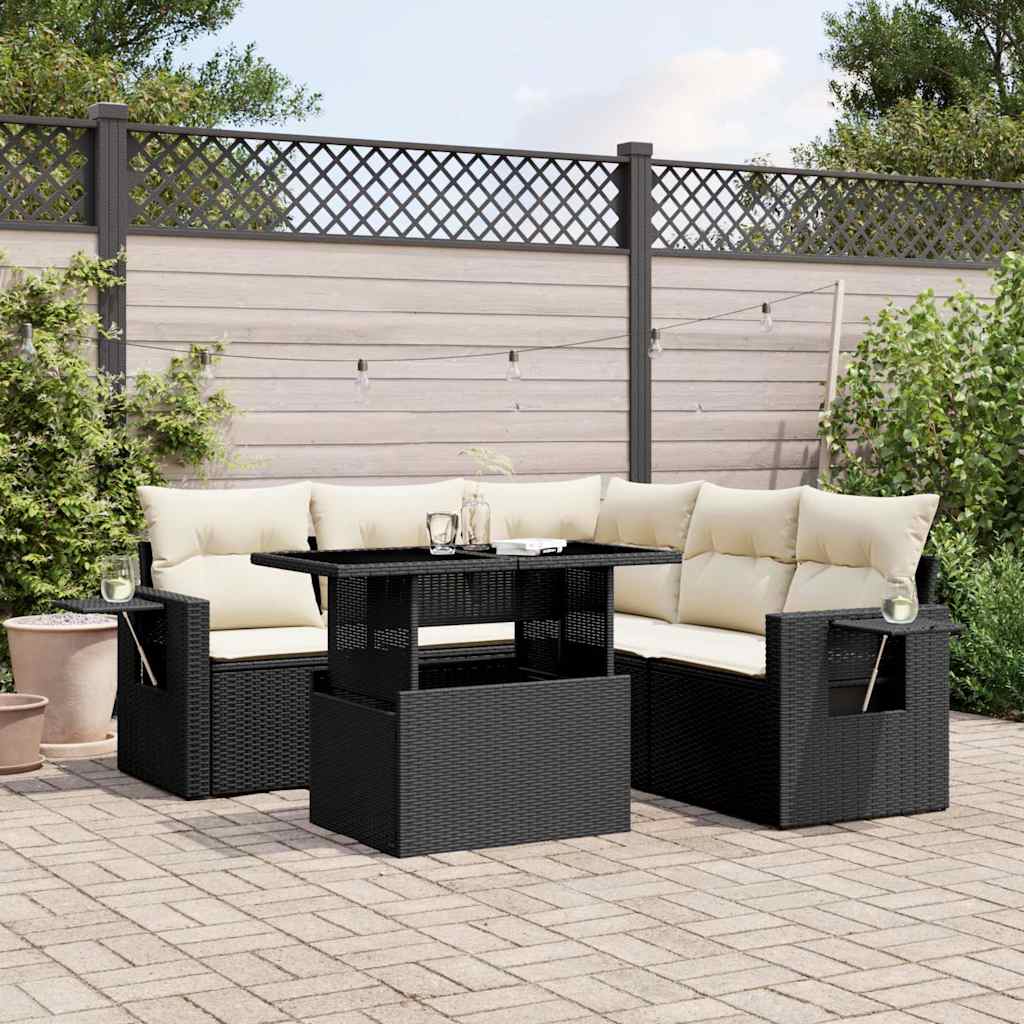 Set Mobilier Grădină Cu Perne, 6 Piese, , Poliratan