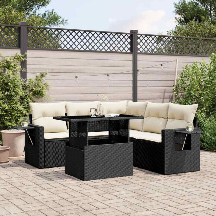 Set Mobilier Grădină Cu Perne, 6 Piese, , Poliratan