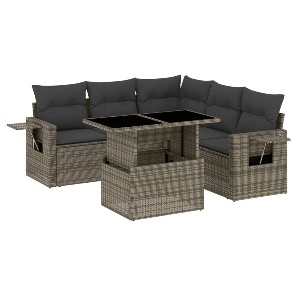 Set Mobilier Grădină Cu Perne, 6 Piese, , Poliratan