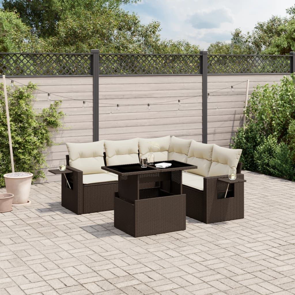 Set Mobilier Grădină Cu Perne, 6 Piese, , Poliratan