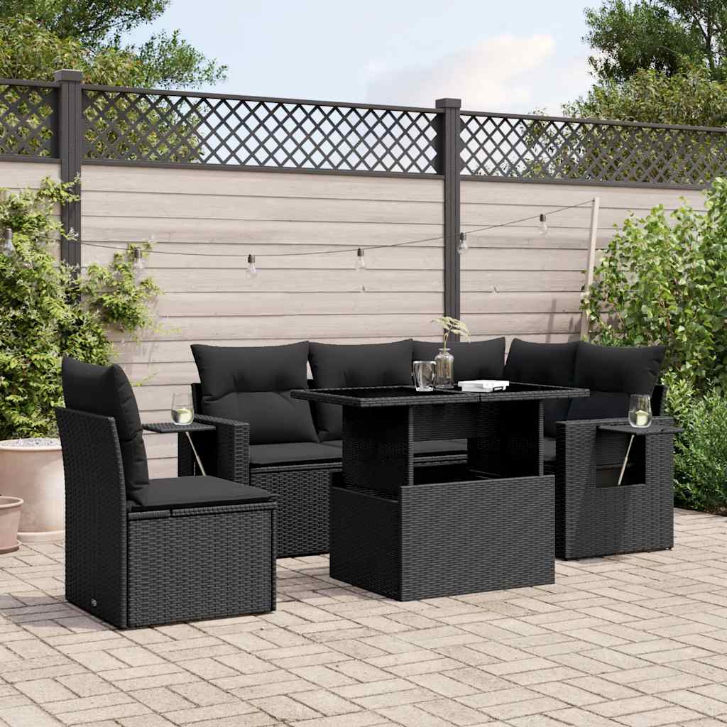 Set Canapele De Grădină Cu Perne, 6 Piese, Bej, Poliratan