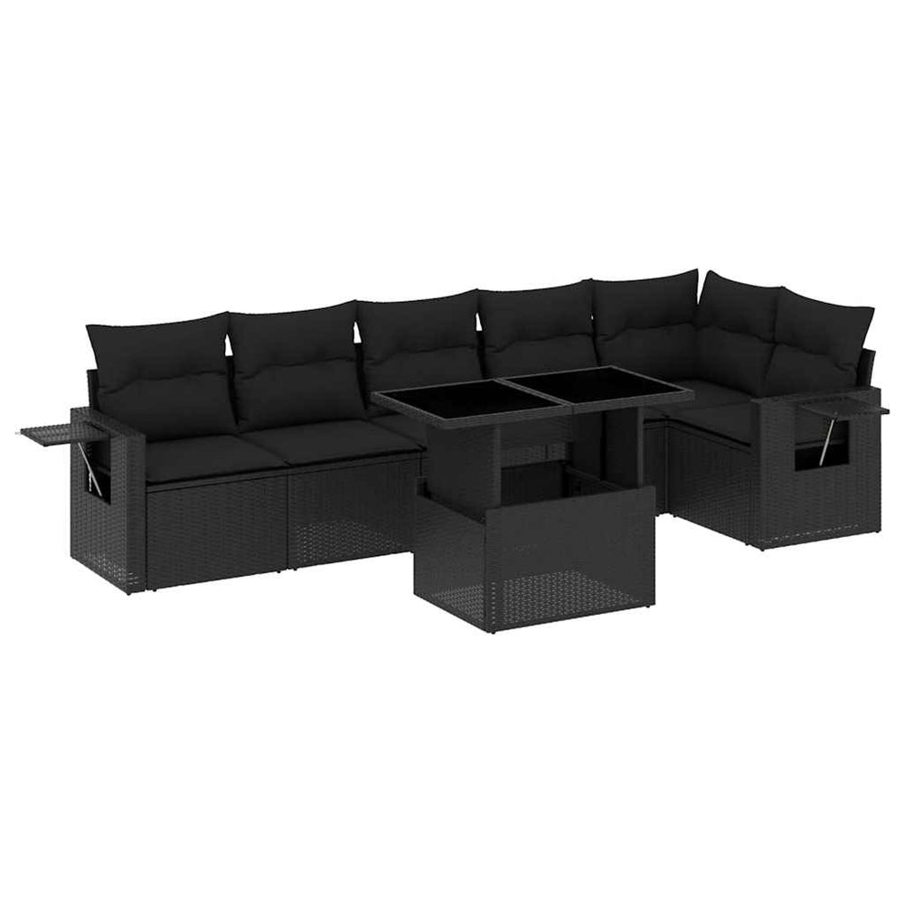 Set Canapele De Grădină Cu Perne, 7 Piese, , Poliratan