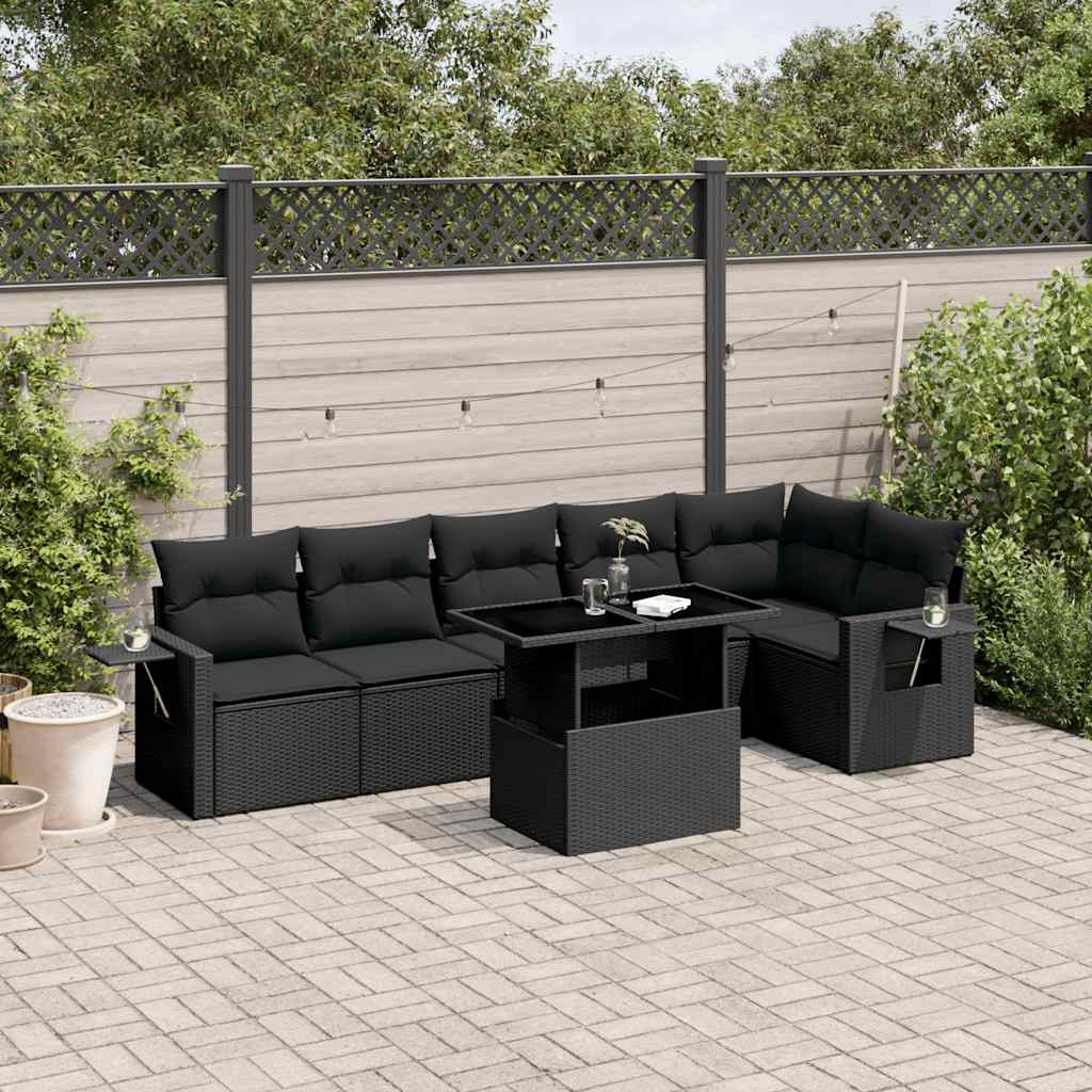 Set Canapele De Grădină Cu Perne, 7 Piese, , Poliratan