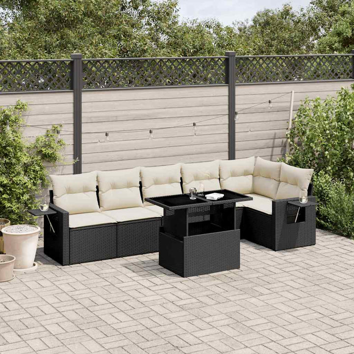 Set Canapele De Grădină Cu Perne, 7 Piese, , Poliratan