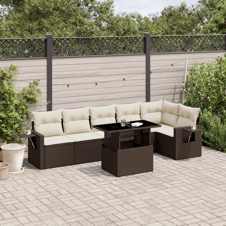 Set Canapele De Grădină Cu Perne, 7 Piese, , Poliratan