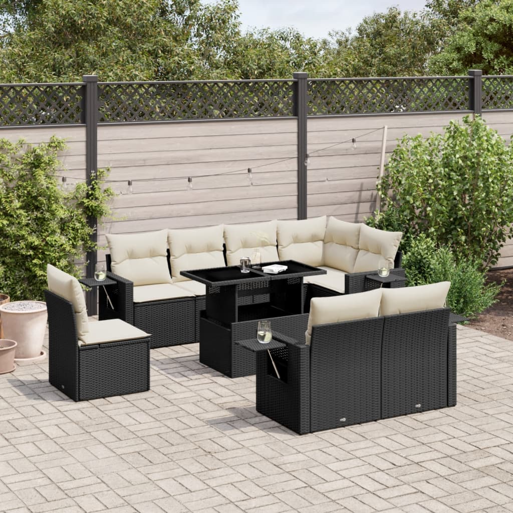 Set Mobilier De Grădină Cu Perne, 9 Piese, , Poliratan