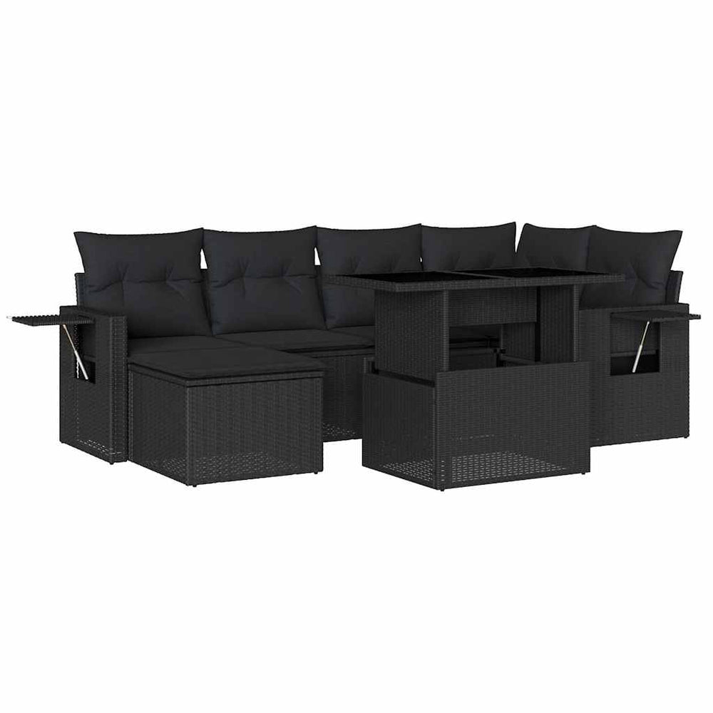 Set Canapele De Grădină Cu Perne, 7 Piese, , Poliratan