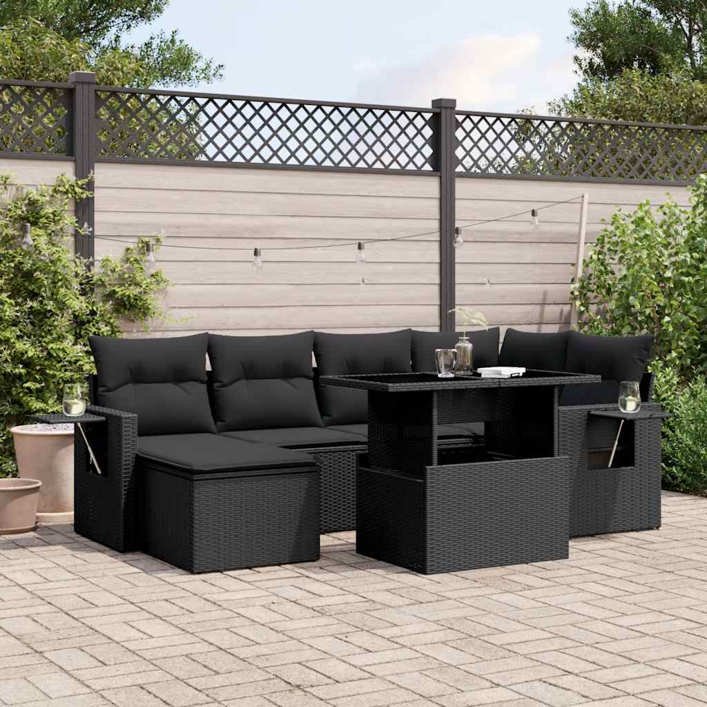 Set Canapele De Grădină Cu Perne, 7 Piese, , Poliratan