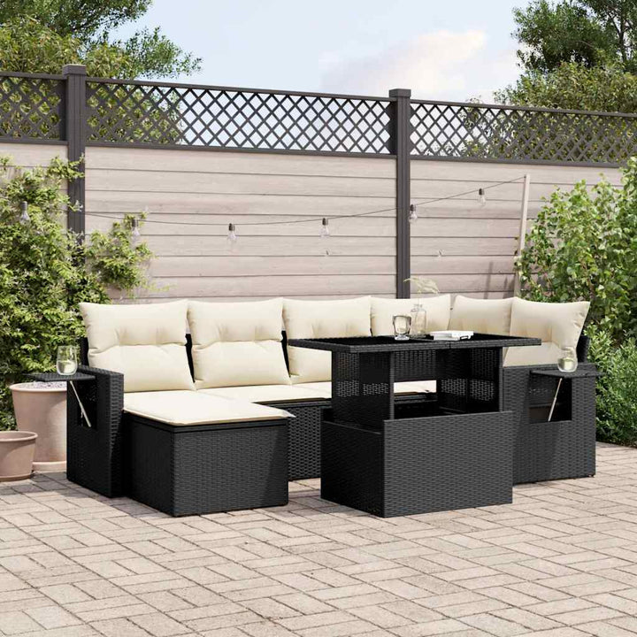 Set Canapele De Grădină Cu Perne, 7 Piese, , Poliratan
