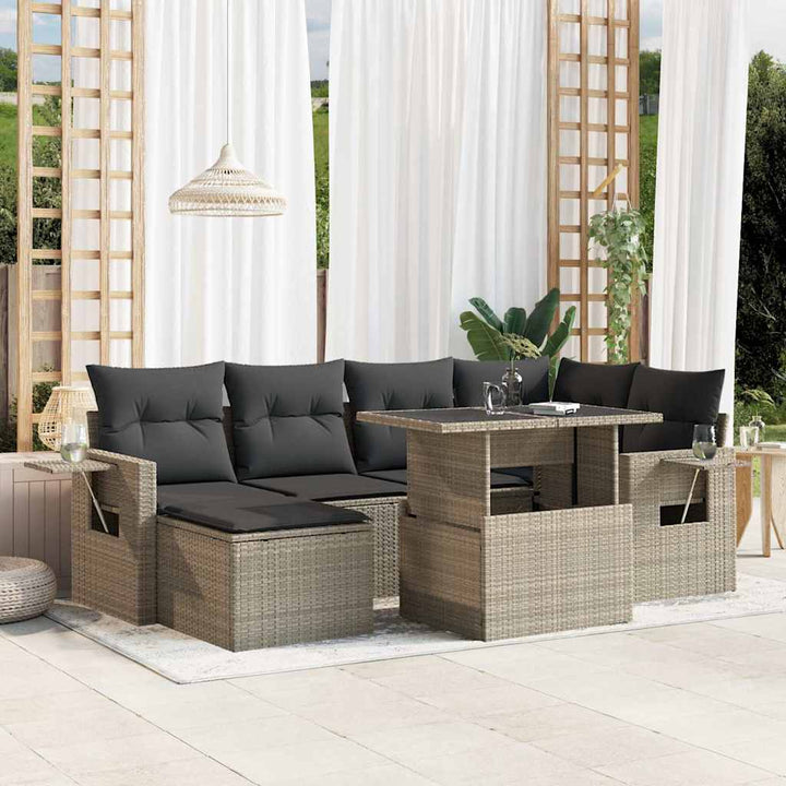 Set Canapele De Grădină Cu Perne, 7 Piese, , Poliratan