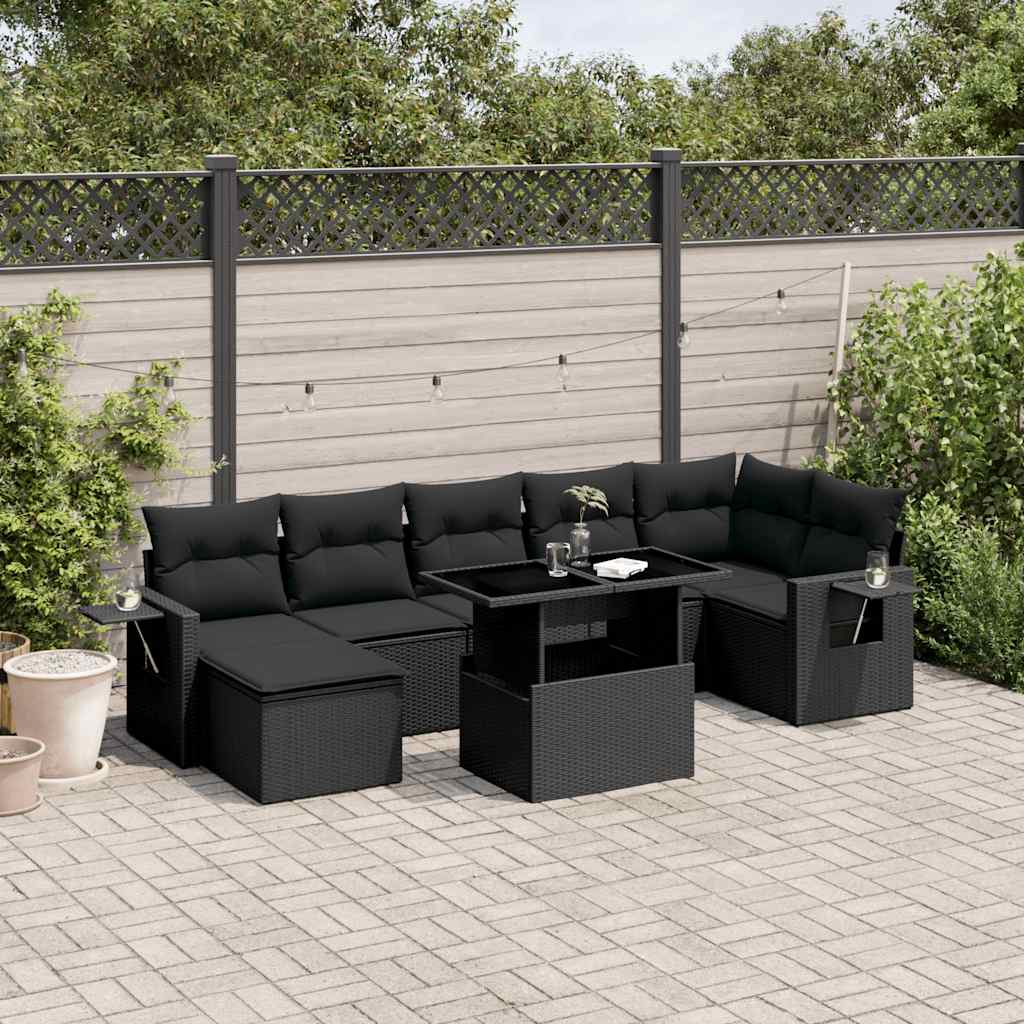 Set Canapele De Grădină, 8 Piese, Cu Perne, Bej, Poliratan