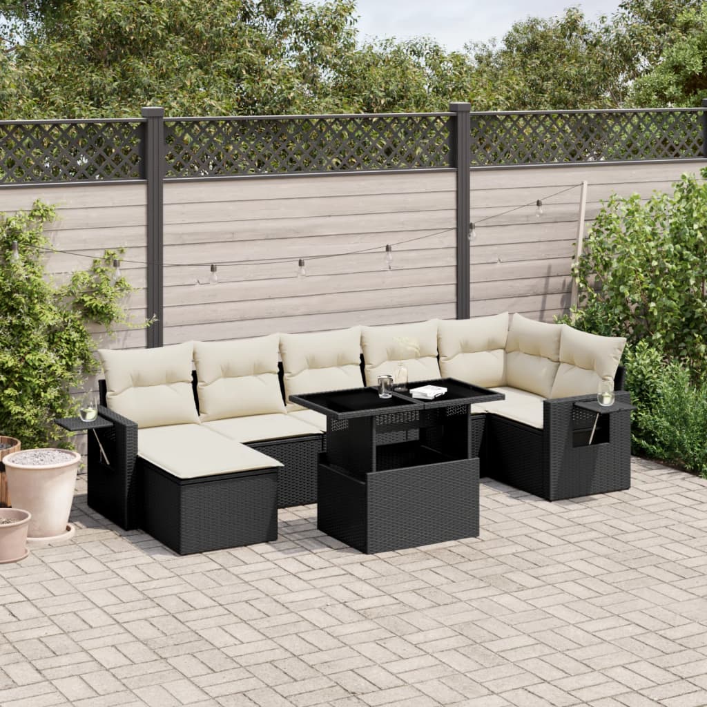 Set Canapele De Grădină, 8 Piese, Cu Perne, Bej, Poliratan