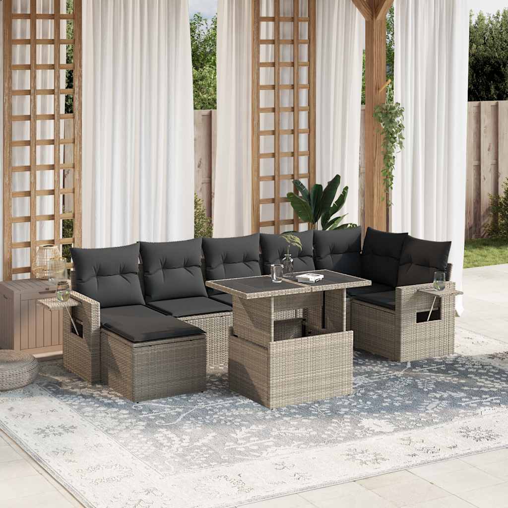 Set Canapele De Grădină, 8 Piese, Cu Perne, Bej, Poliratan