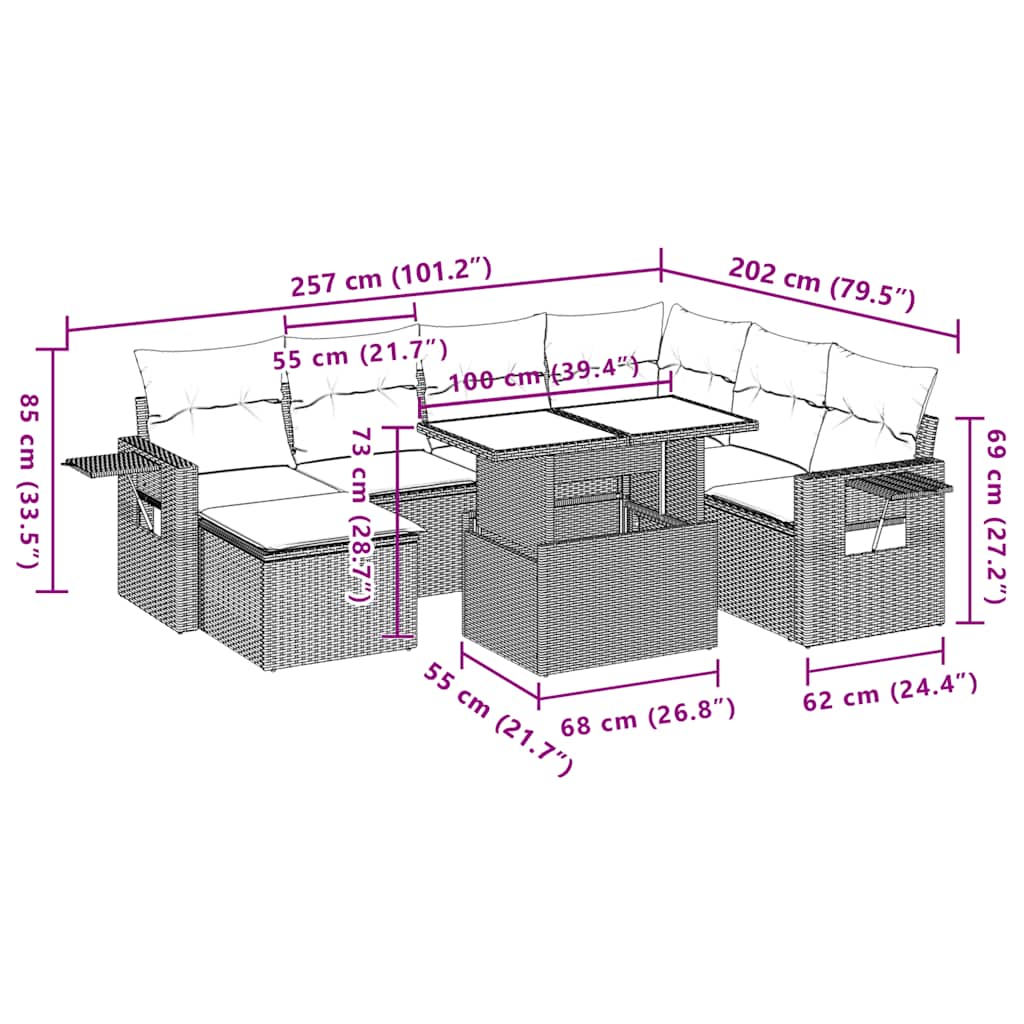 Set Mobilier De Grădină Cu Perne, 8 Piese, Negru, Poliratan