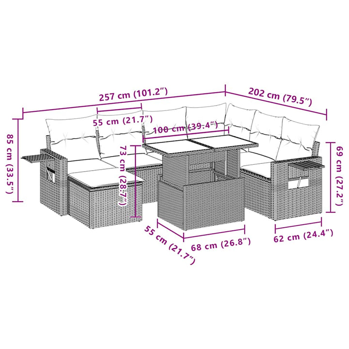 Set Mobilier De Grădină Cu Perne, 8 Piese, Negru, Poliratan