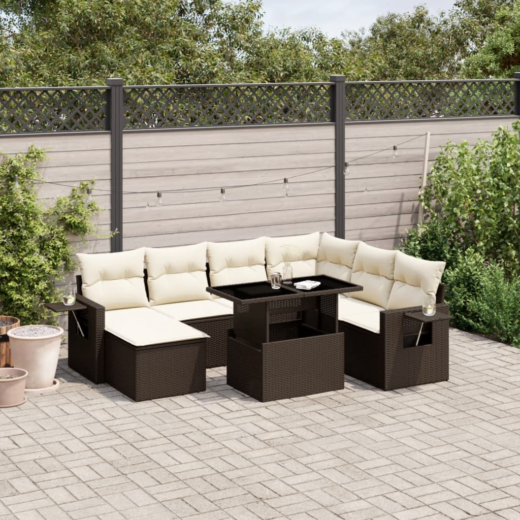 Set Mobilier De Grădină Cu Perne, 8 Piese, Negru, Poliratan