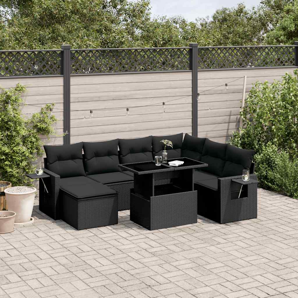 Set Canapele De Grădină, 9 Piese, Cu Perne, , Poliratan
