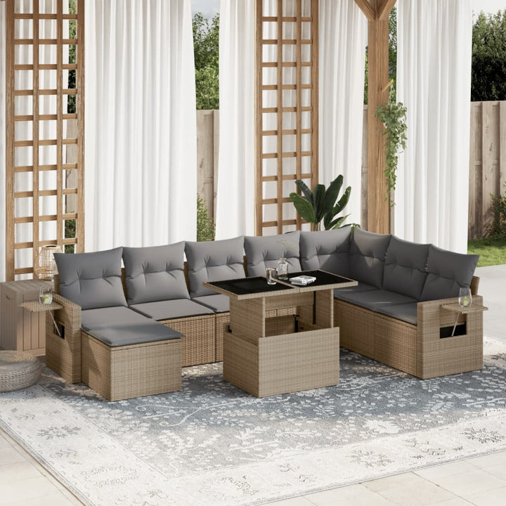 Set Canapele De Grădină, 9 Piese, Cu Perne, , Poliratan