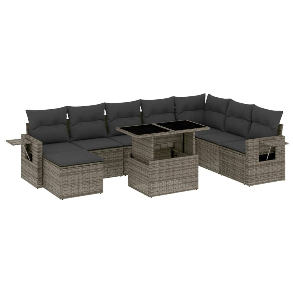 Set Canapele De Grădină, 9 Piese, Cu Perne, , Poliratan