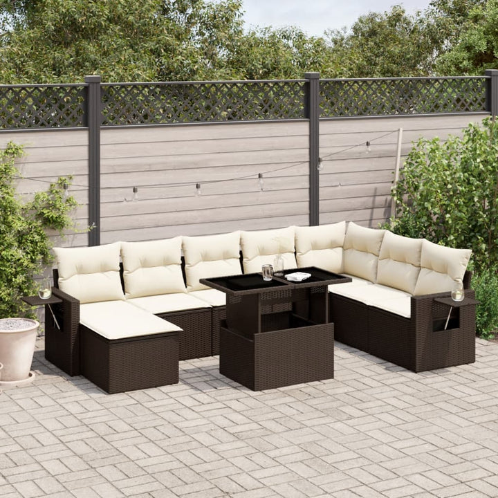 Set Canapele De Grădină, 9 Piese, Cu Perne, , Poliratan