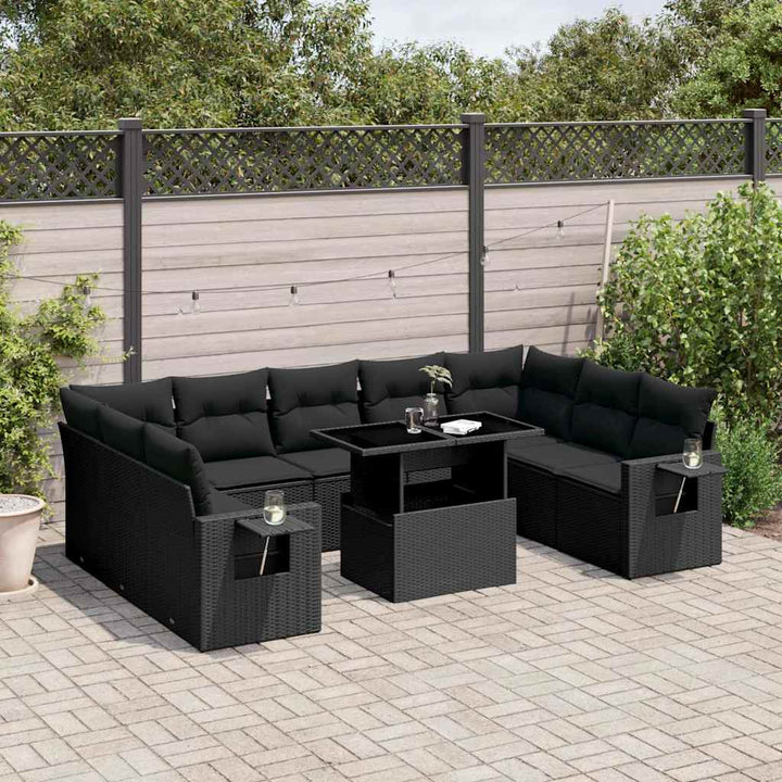 Set Canapele De Grădină Cu Perne, 10 Piese, Bej, Poliratan
