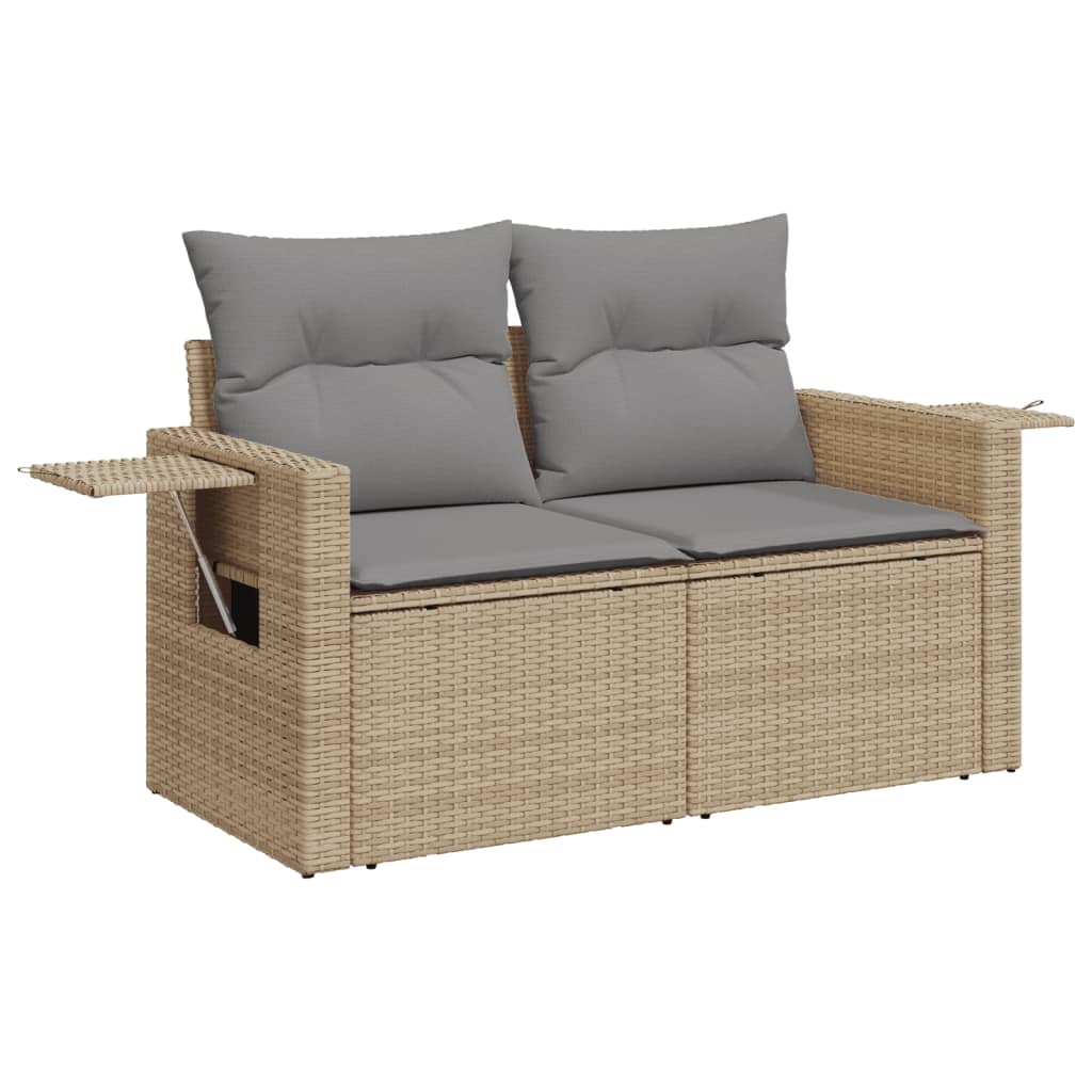 Set Canapele De Grădină Cu Perne, 10 Piese, Bej, Poliratan