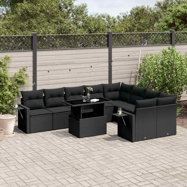 Set Canapele De Grădină Cu Perne, 10 Piese, Bej, Poliratan