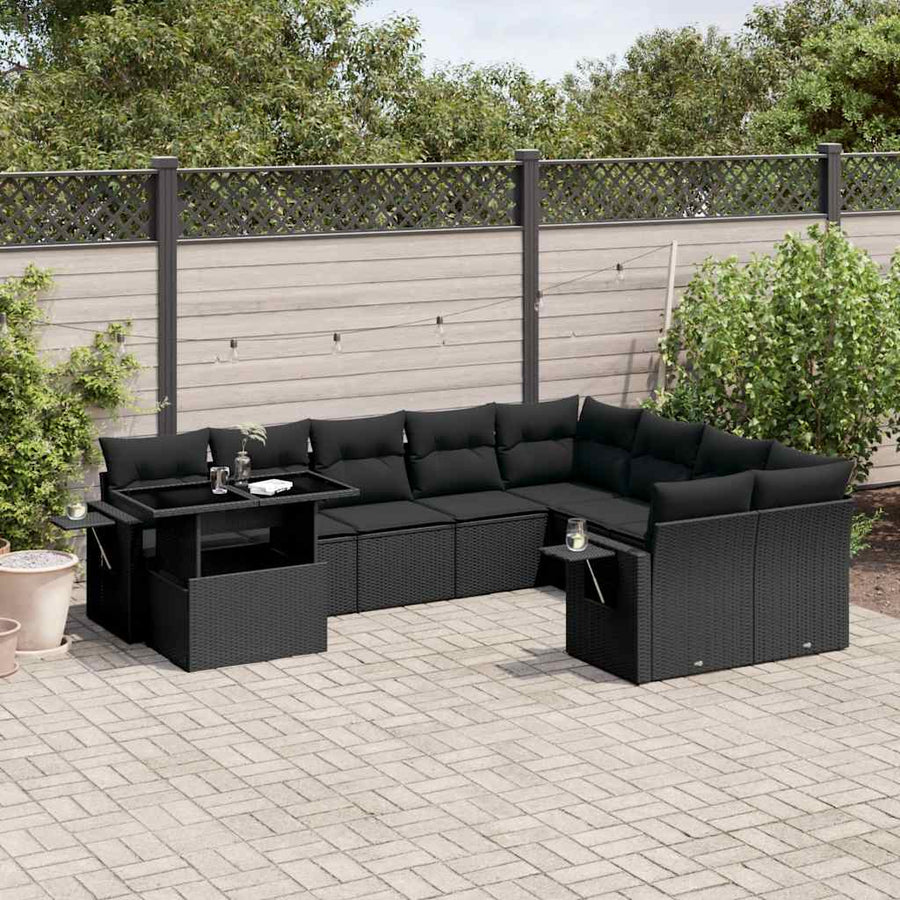 Set Canapele De Grădină Cu Perne, 10 Piese, , Poliratan