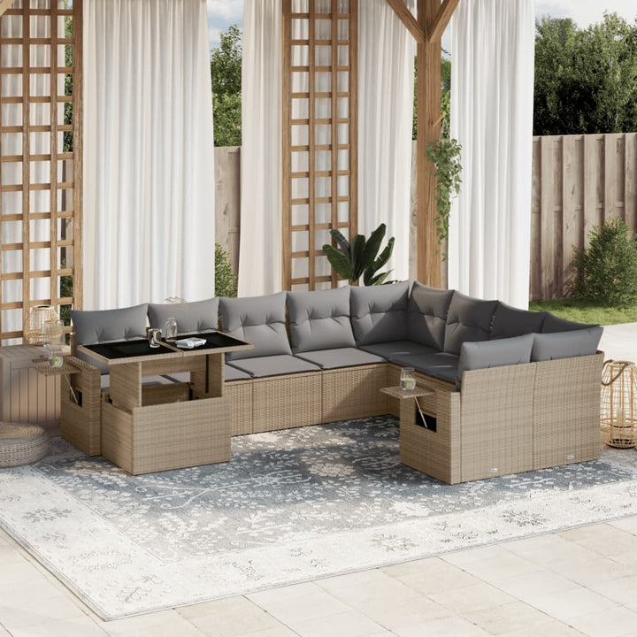 Set Canapele De Grădină Cu Perne, 10 Piese, , Poliratan