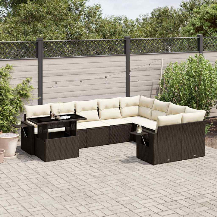 Set Canapele De Grădină Cu Perne, 10 Piese, , Poliratan