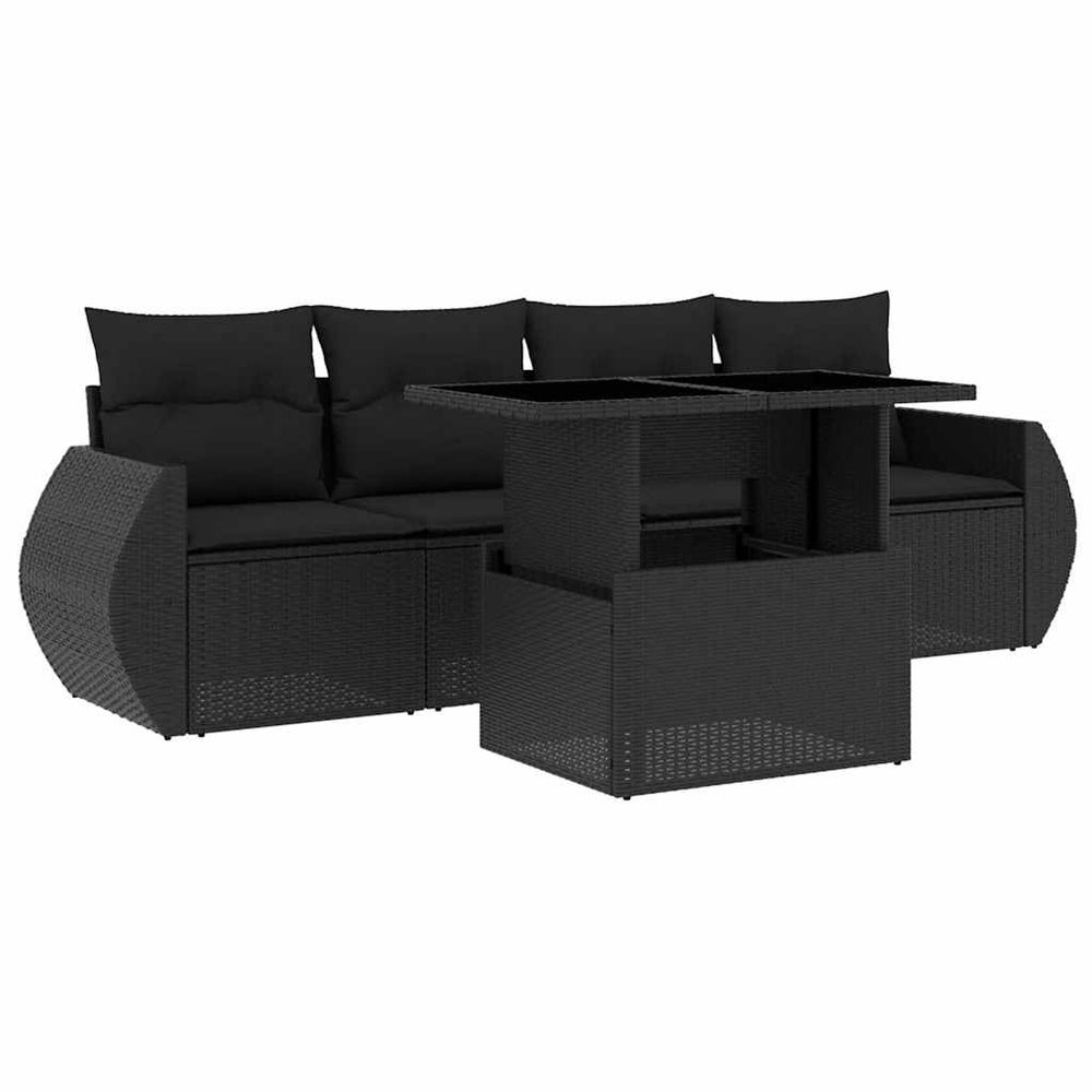 Set Mobilier De Grădină Cu Perne, 5 Piese, , Poliratan
