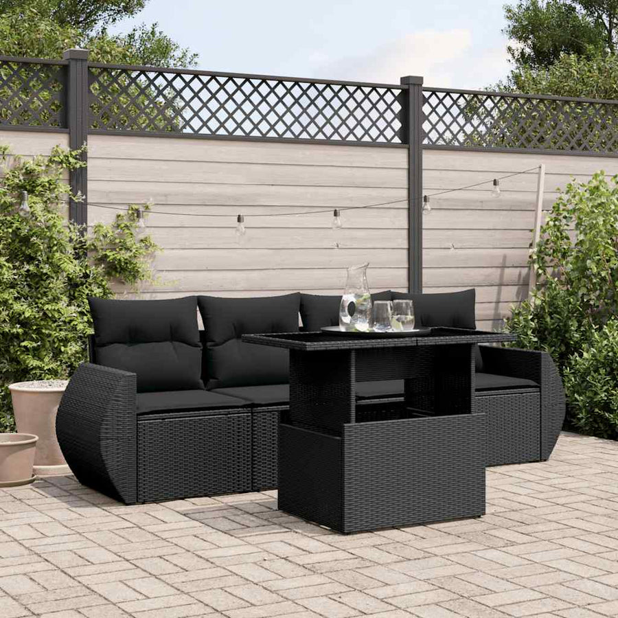 Set Mobilier De Grădină Cu Perne, 5 Piese, , Poliratan