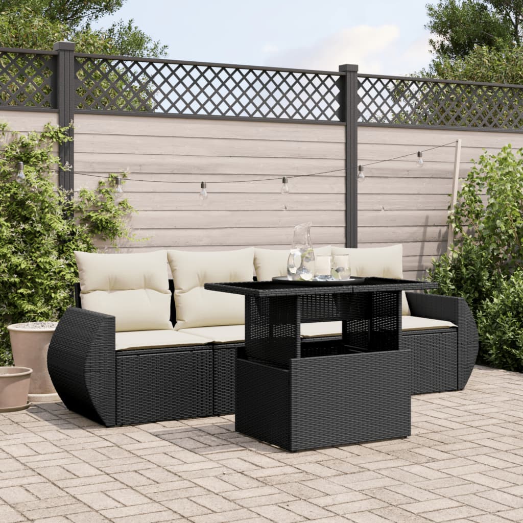 Set Mobilier De Grădină Cu Perne, 5 Piese, , Poliratan