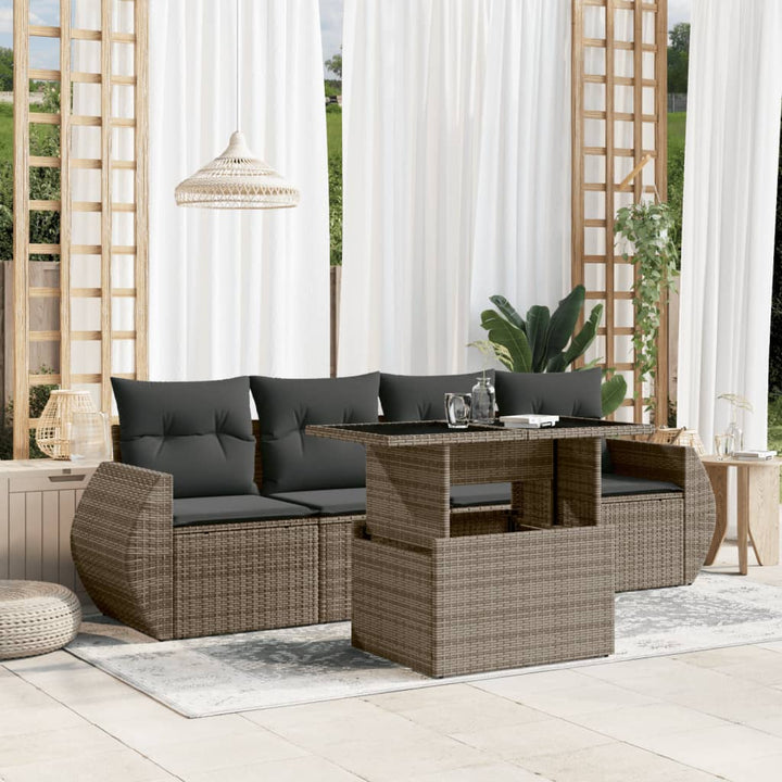 Set Mobilier De Grădină Cu Perne, 5 Piese, , Poliratan