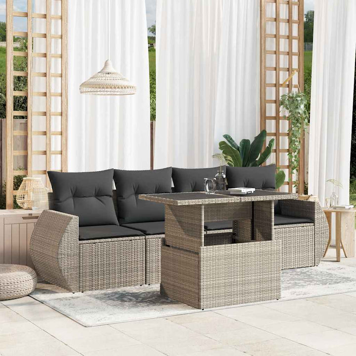 Set Mobilier De Grădină Cu Perne, 5 Piese, , Poliratan