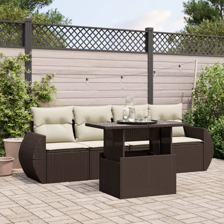 Set Mobilier De Grădină Cu Perne, 5 Piese, , Poliratan