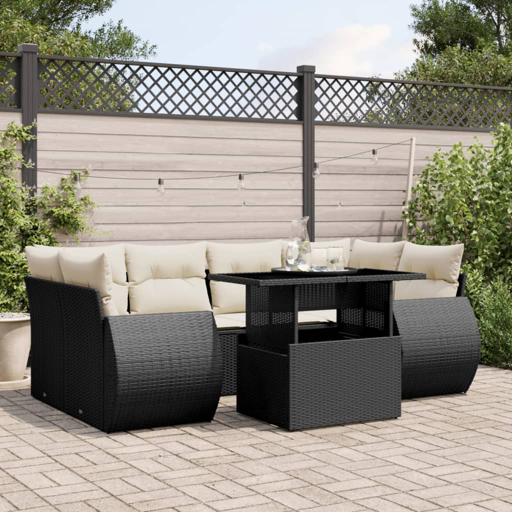 Set Canapele De Grădină Cu Perne, 7 Piese, , Poliratan