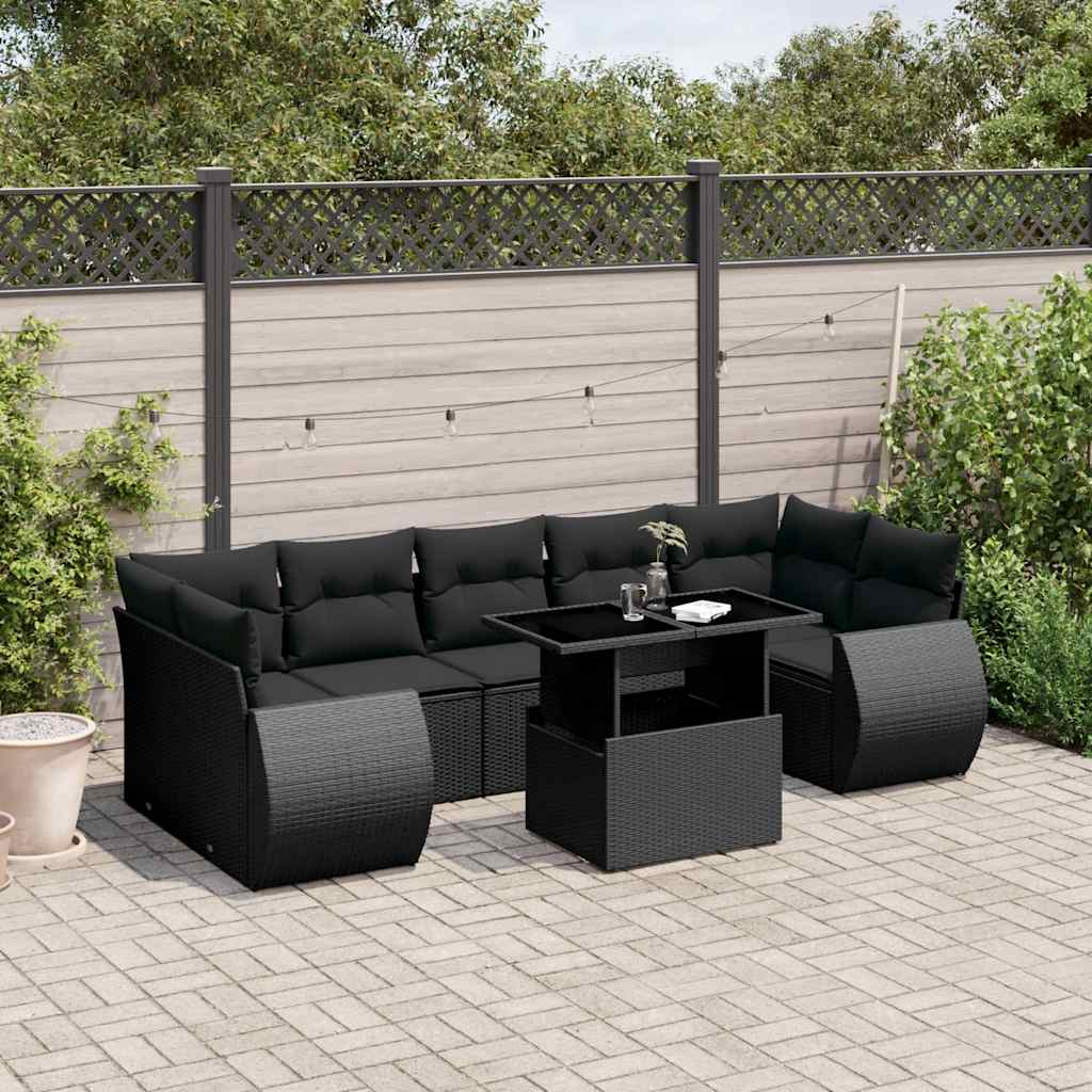 Set Mobilier De Grădină Cu Perne, 8 Piese, , Poliratan