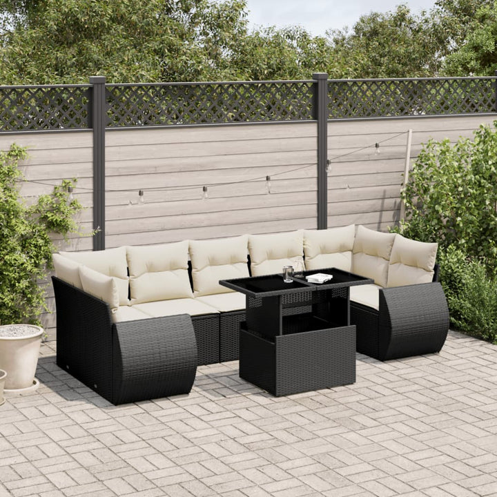 Set Mobilier De Grădină Cu Perne, 8 Piese, , Poliratan