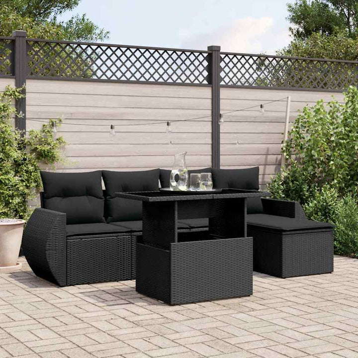 Set Mobilier Grădină Cu Perne, 6 Piese, , Poliratan
