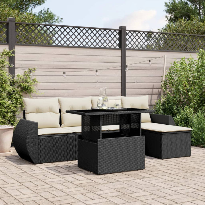 Set Mobilier Grădină Cu Perne, 6 Piese, , Poliratan
