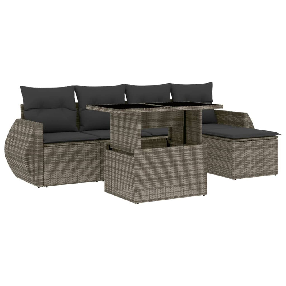 Set Mobilier Grădină Cu Perne, 6 Piese, , Poliratan