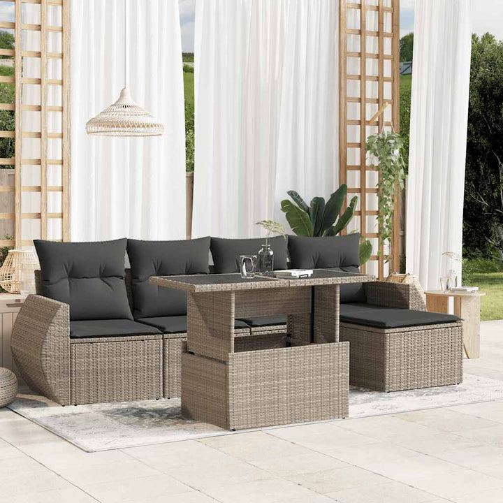 Set Mobilier Grădină Cu Perne, 6 Piese, , Poliratan