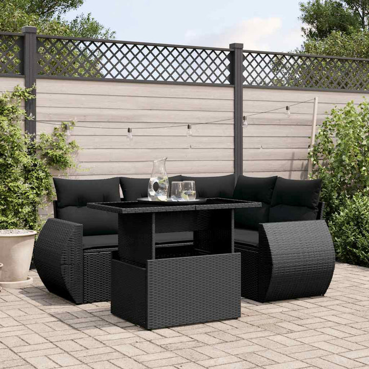 Set Canapele De Grădină Cu Perne, 5 Piese, Bej, Poliratan