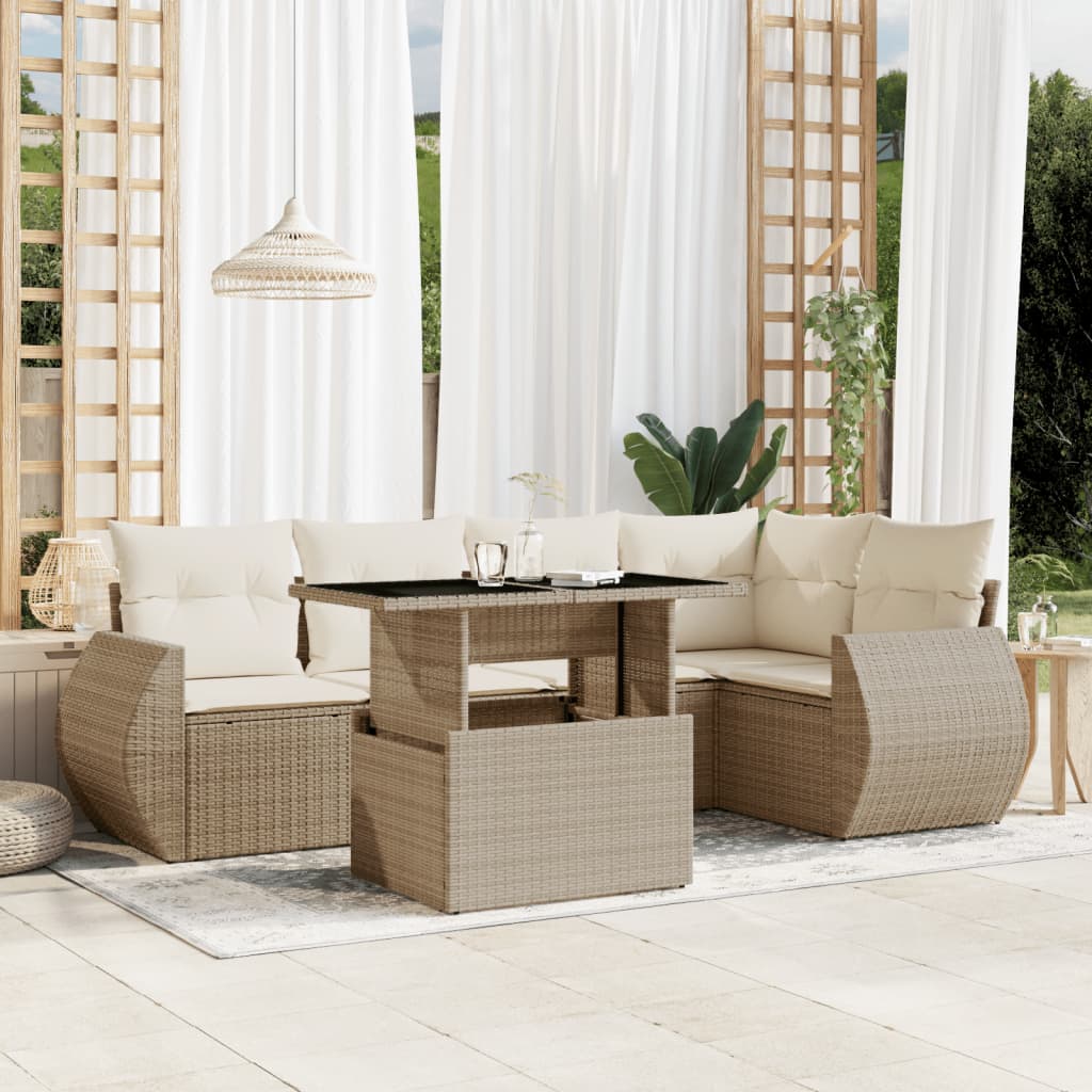 Set Mobilier De Grădină Cu Perne, 6 Piese, Negru, Poliratan